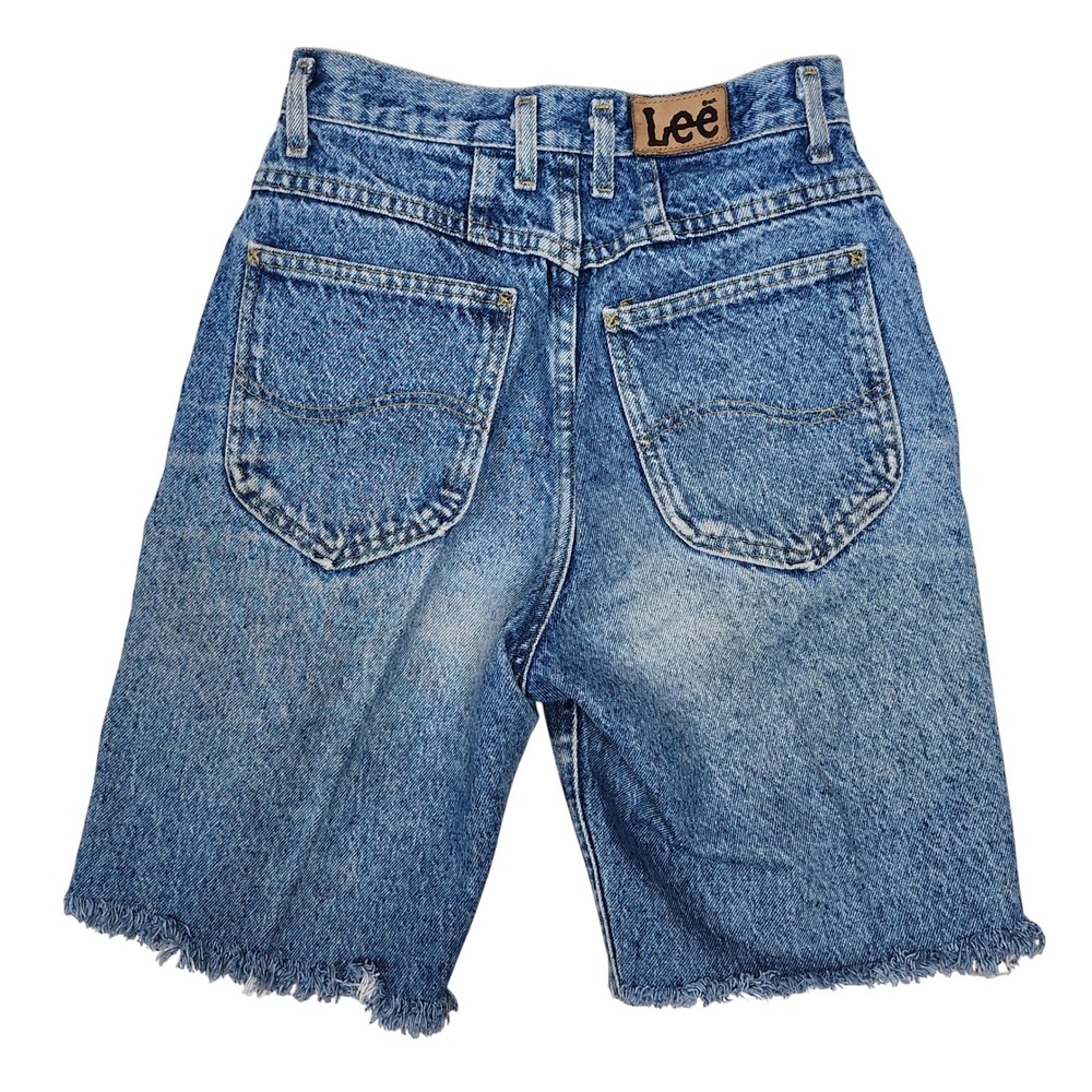 Vintage 90s Lee Riders High Waisted Raw Hem Denim Jorts USA W24 9" In Grunge